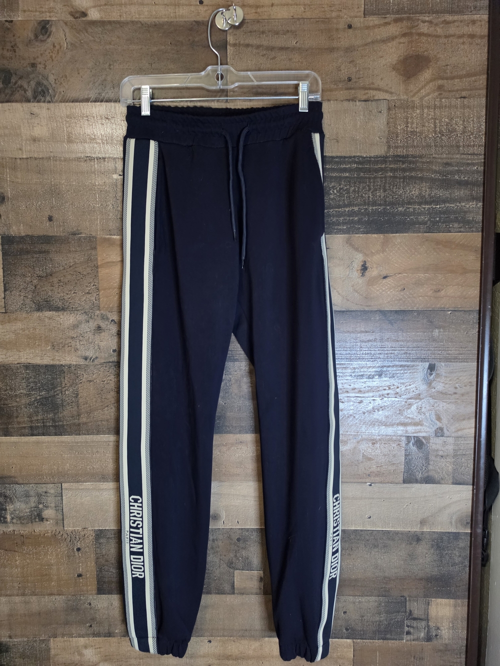 Dior Navy Joggers with Cream Side Stripes